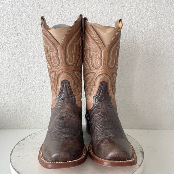 Rod Patrick Mens Cowboy Boots 13.5AAA Antique Mocha Bison Brown Western Blunt - Picture 5 of 12